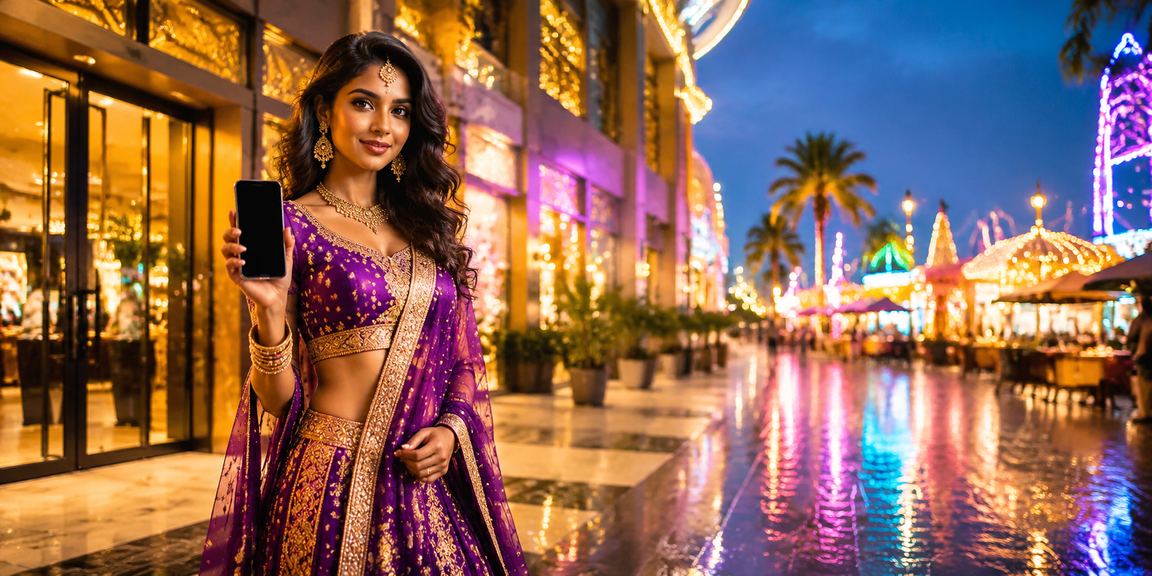 Indian market at night with gambling and online payments